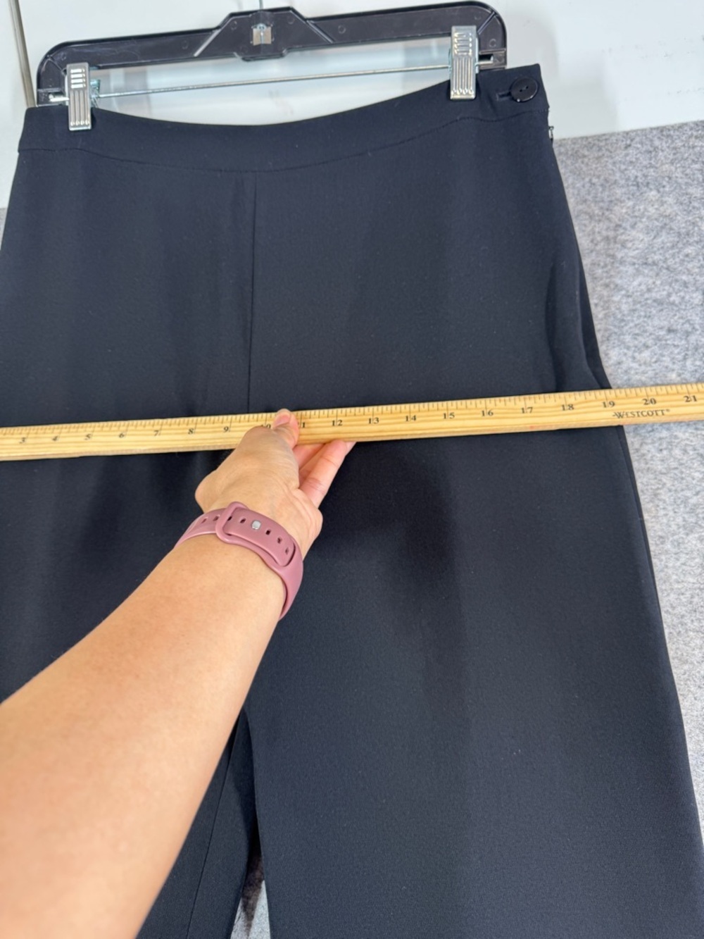 Georges Rech Black Wide Leg Pants High Waist Minimalist Tailored Career Size 42 - Picture 10 of 16